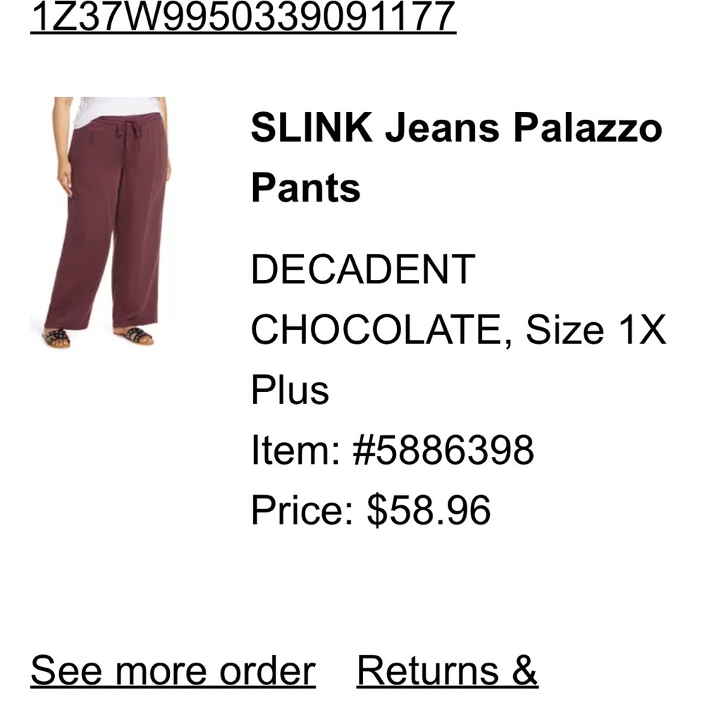 Women's Burgundy Wide-Leg Pants Slink Jeans 1X - Picture 2 of 5